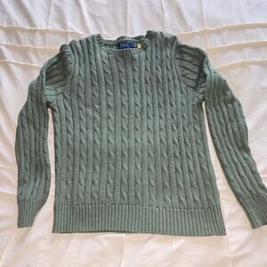 Polo Ralph Lauren Sage Cable-Knit Cotton Pullover Sweater Crew Neck Women’s L